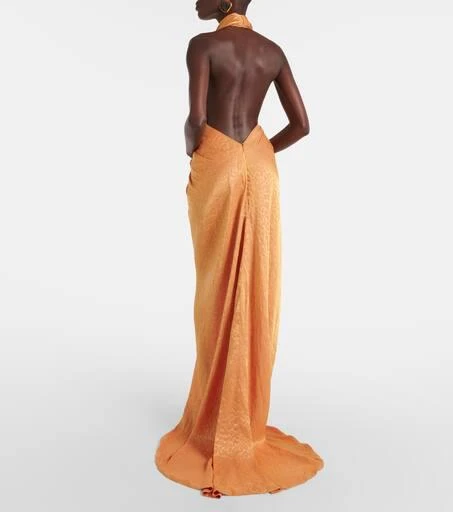 Costarellos Joa gathered halterneck gown 3