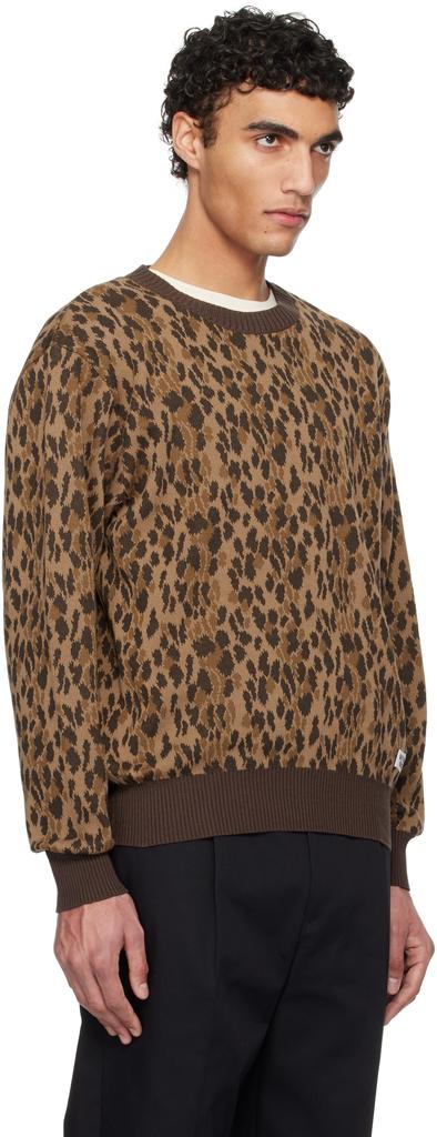 Wacko Maria Brown Leopard Jacquard Knit Sweater