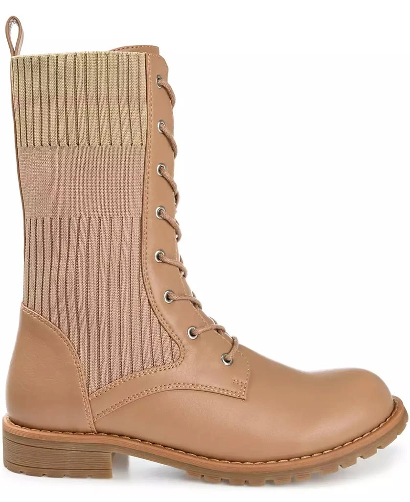 Journee Collection Women's Melei Knit Lace Up Lug Sole Combat Boots 2