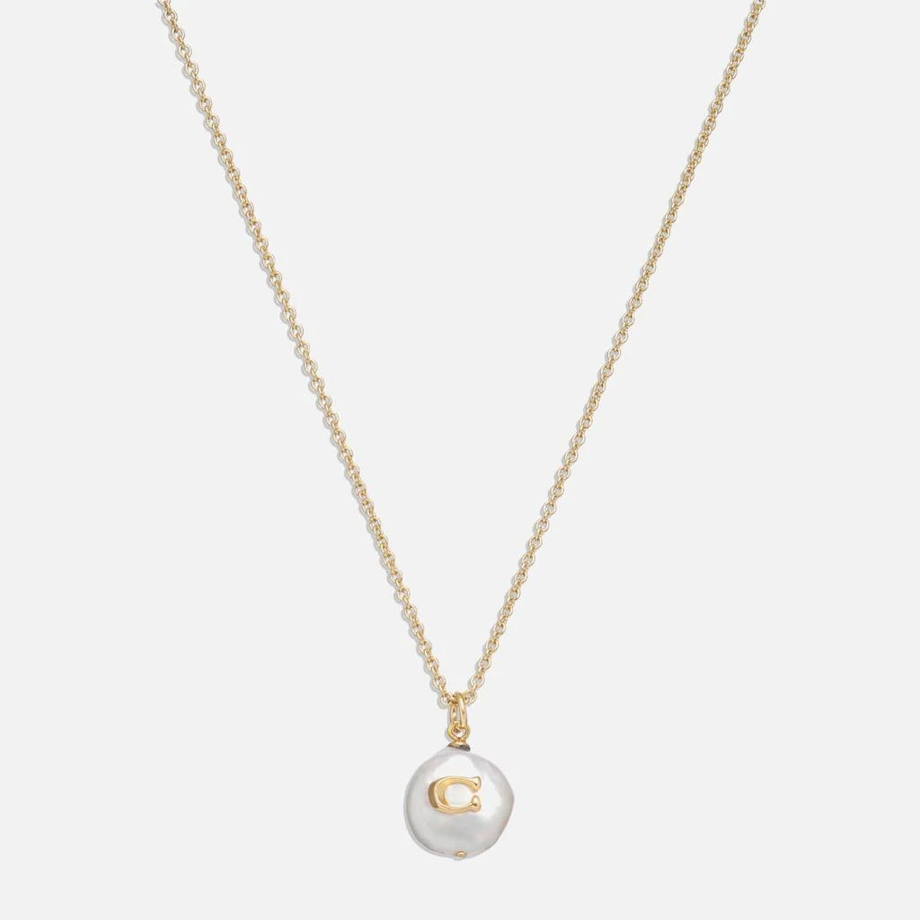Coach Coach Coin C Faux Pearl Short Pendant Necklace 1