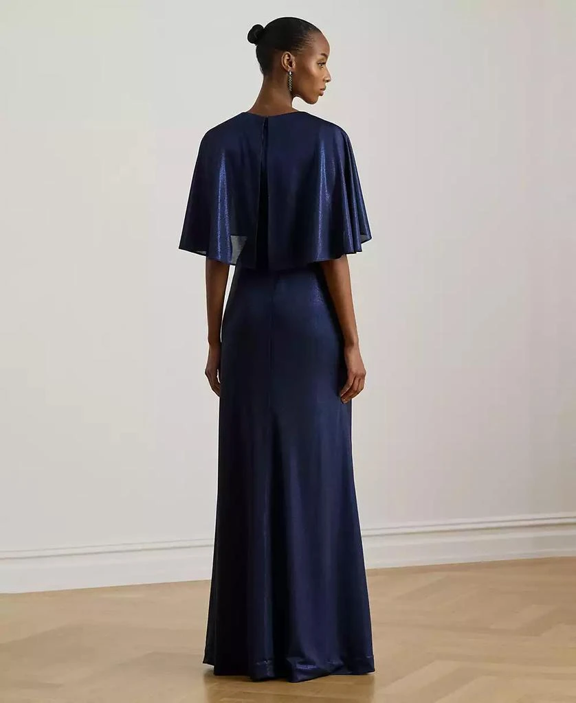 Ralph Lauren Women
s Metallic Jersey Twist-Front Cape Gown 4