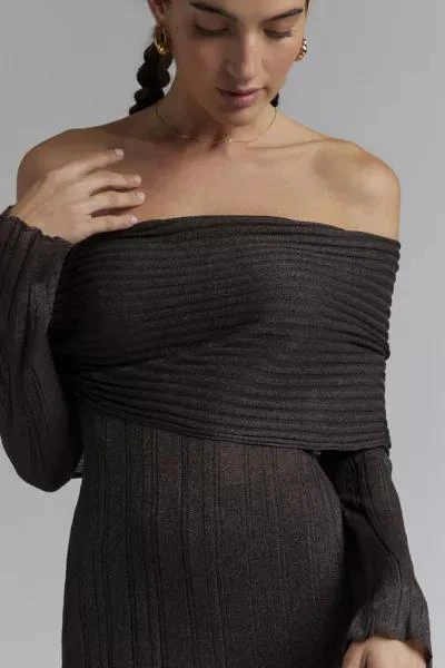 AFRM AFRM Tamlin Off-The-Shoulder Sheer Sweater Maxi Dress 2
