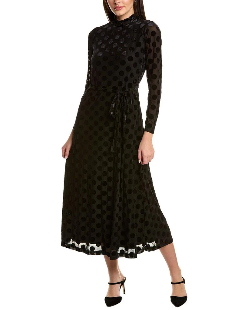 Anne Klein Velvet Polka Dot Midi Dress 1