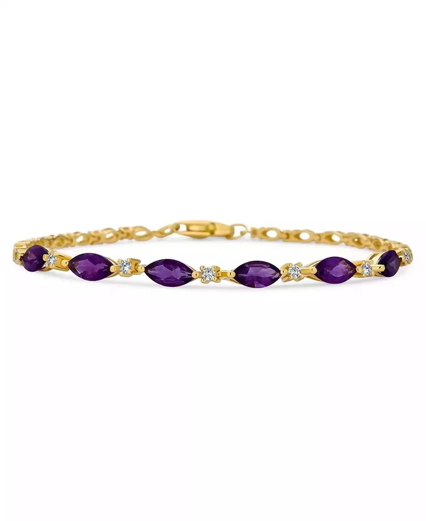 Bling Jewelry Oval Natural Purple Amethyst 
Zircon Alternating Tennis Bracelet .925 Silver 7.25 inch
