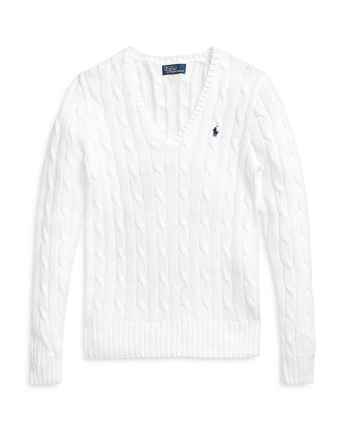 Ralph Lauren Lauren Ralph Lauren Women's Cable Knit Cotton V Neck Sweater 5
