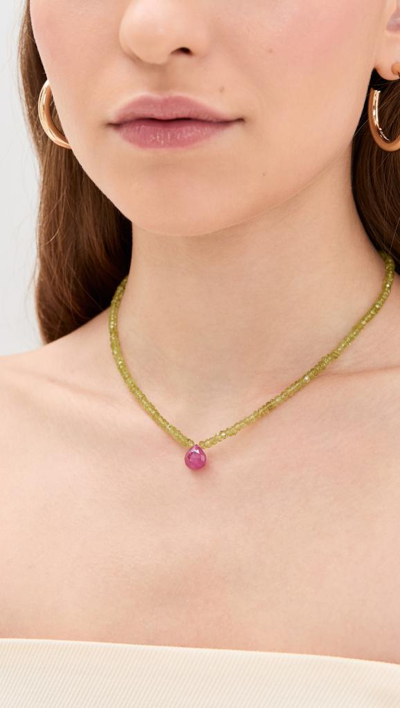 Jia Jia 14k Peridot Ruby Teardrop Necklace