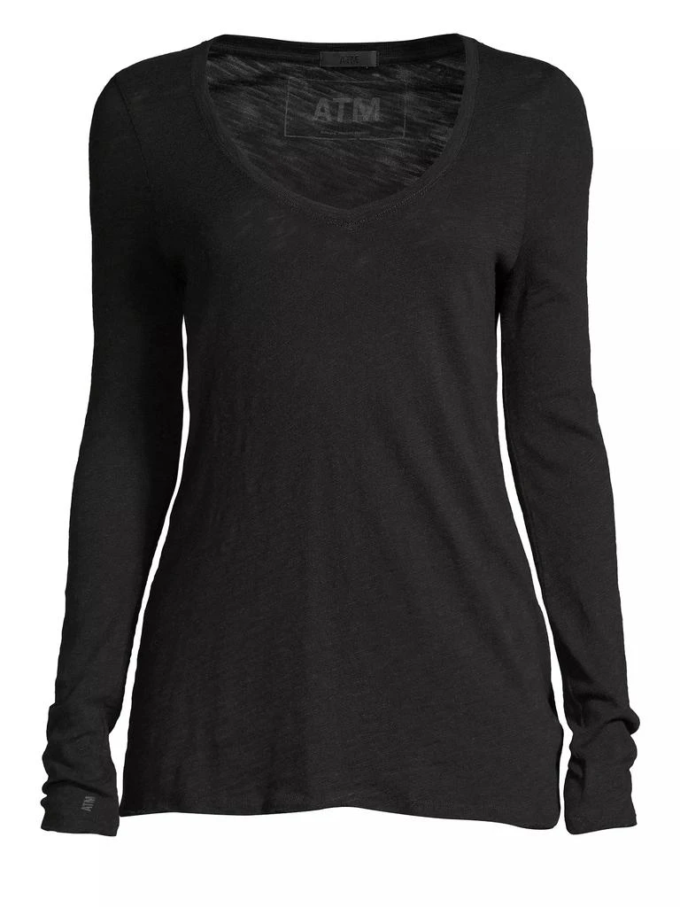 ATM Anthony Thomas Melillo Long-Sleeve V-Neck Slub Tee 1