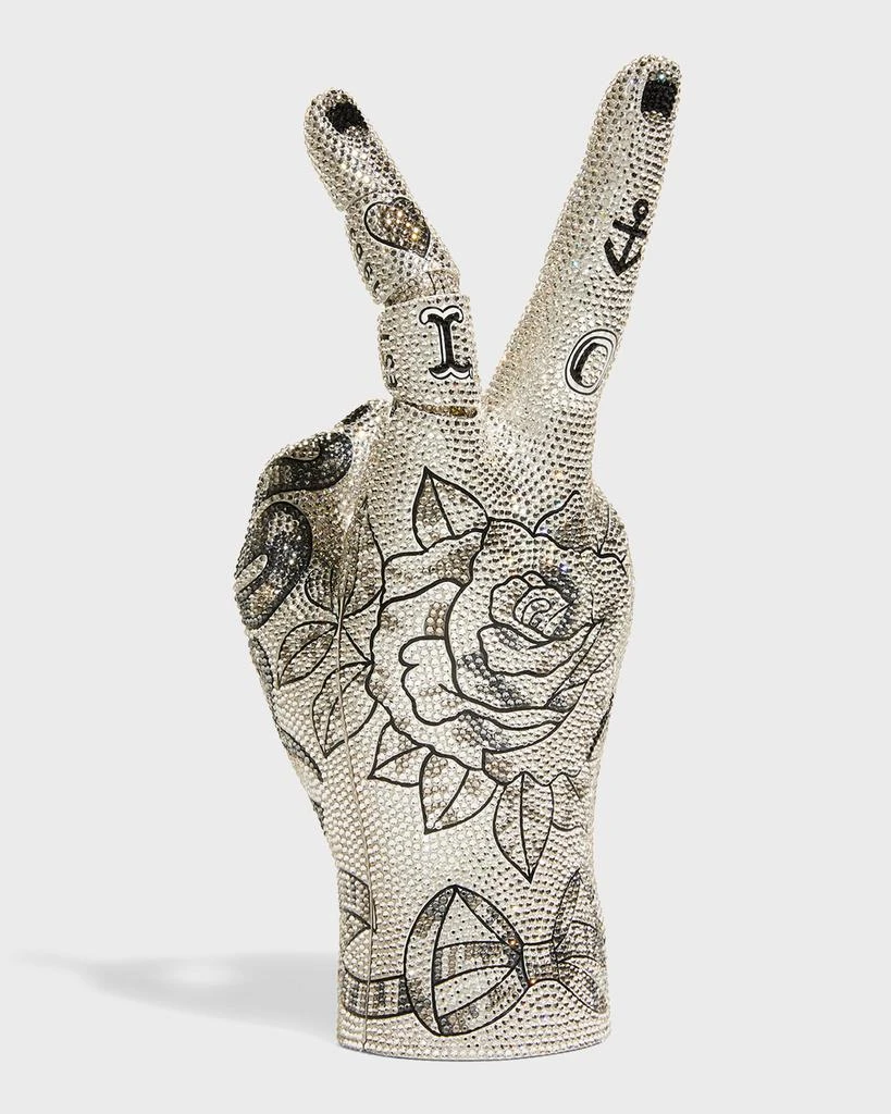 Judith Leiber Tattoo Peace Sign Lady Hand Clutch Bag 3
