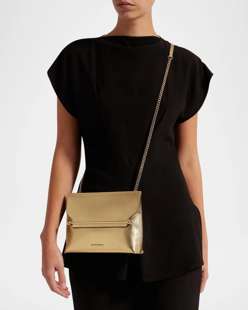 Strathberry Stylist Flap Metallic Leather Clutch Bag 2