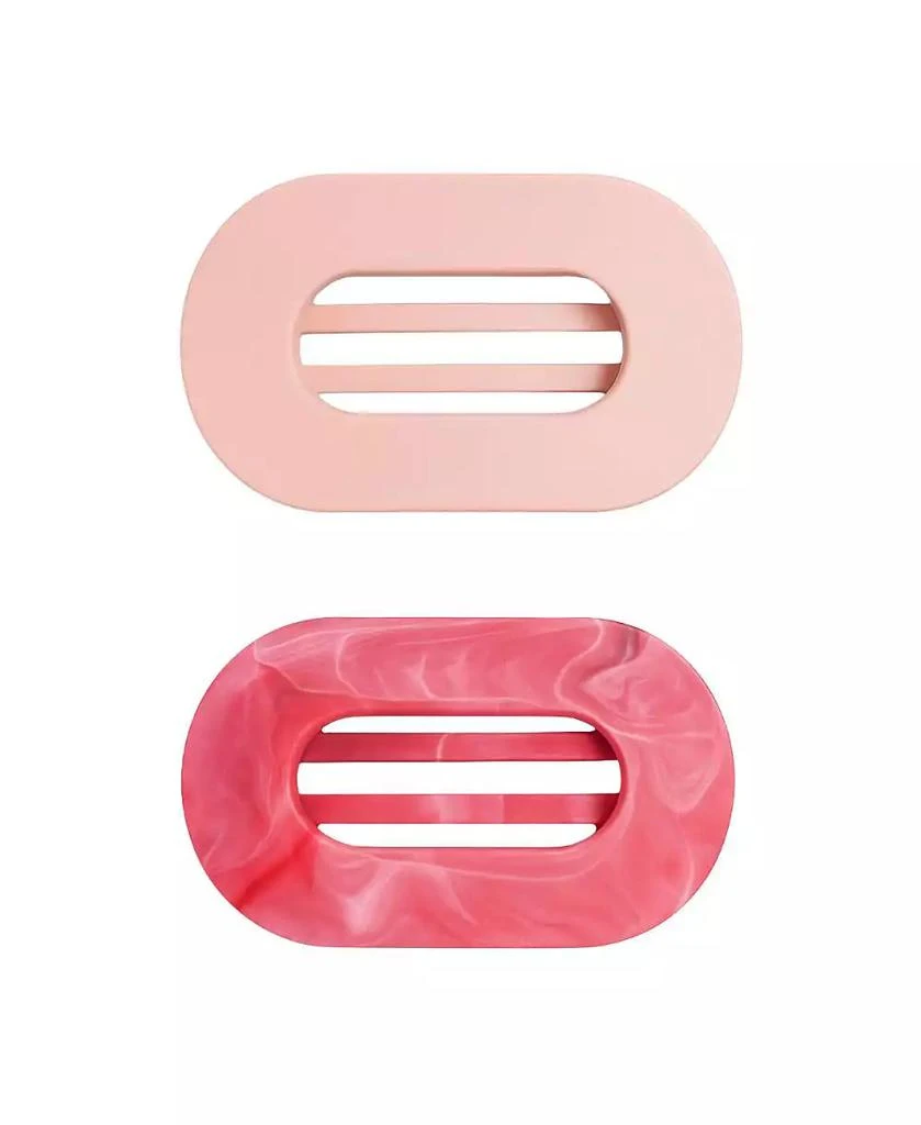 Headbands of Hope Large Oval Hair Clip Set of 2 – Soft Pink + Pink Marble
