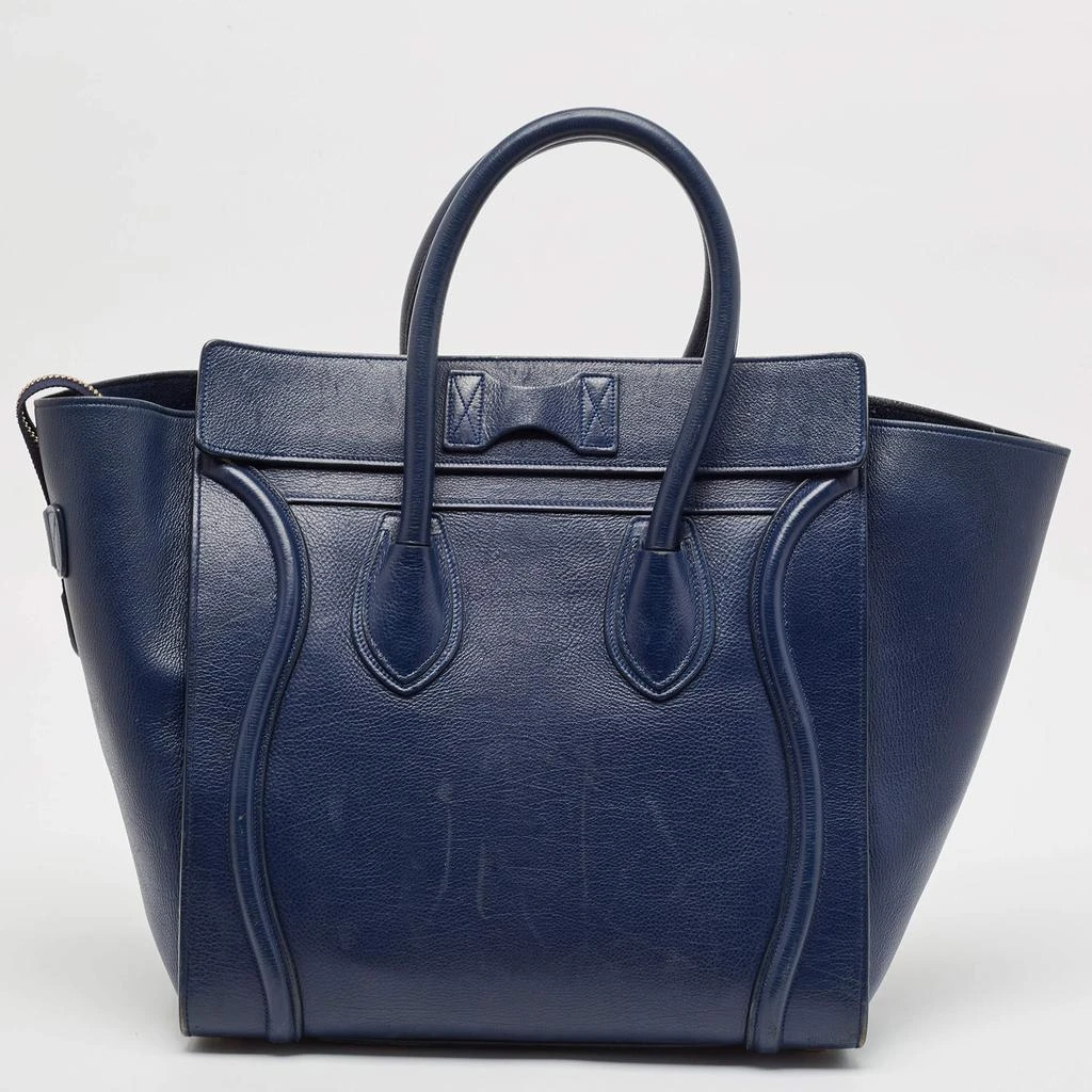 Celine Celine Navy Blue Leather Mini Luggage Tote 4