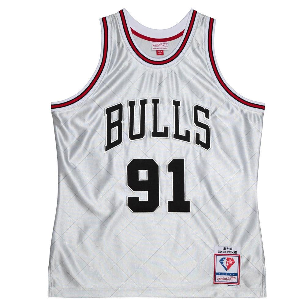 Mitchell & Ness Chicago Bulls 75th Platinum Scoop Neck Sleeveless Replica Jersey
