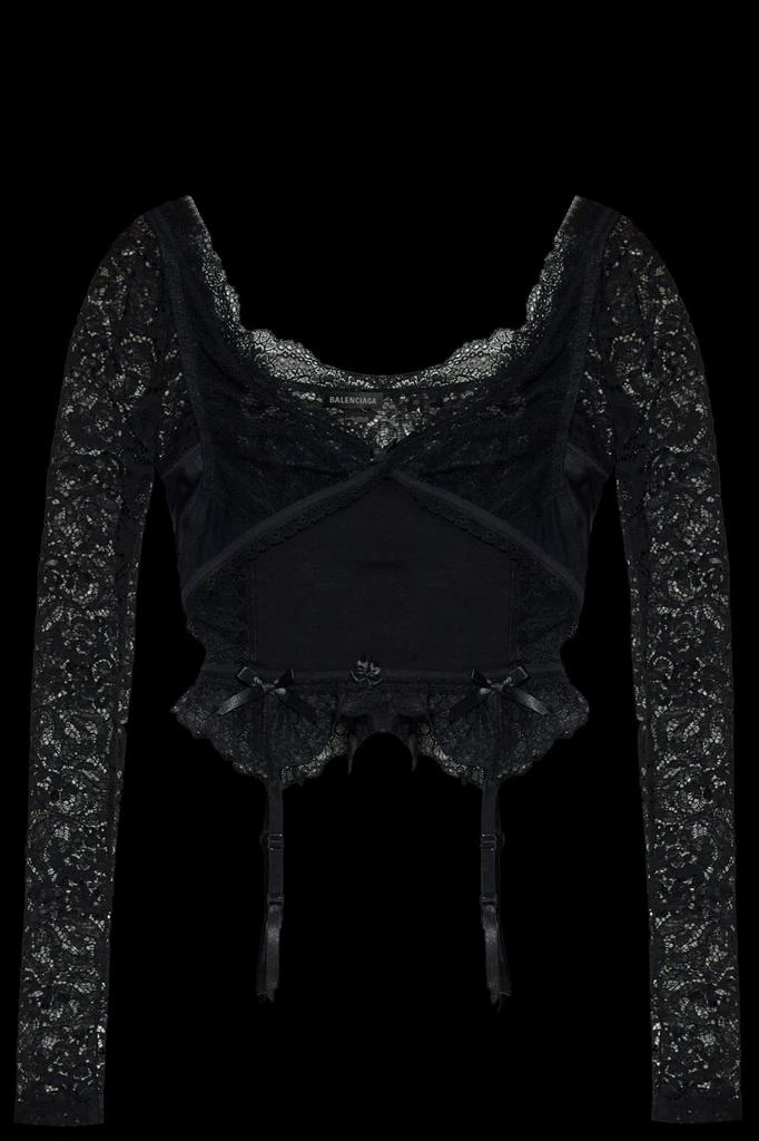 Balenciaga Balenciaga Lace Detailed Long-Sleeve Top 1