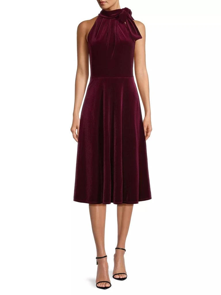 Black Halo Audrey Velvet Tie-Neck Midi Dress 2