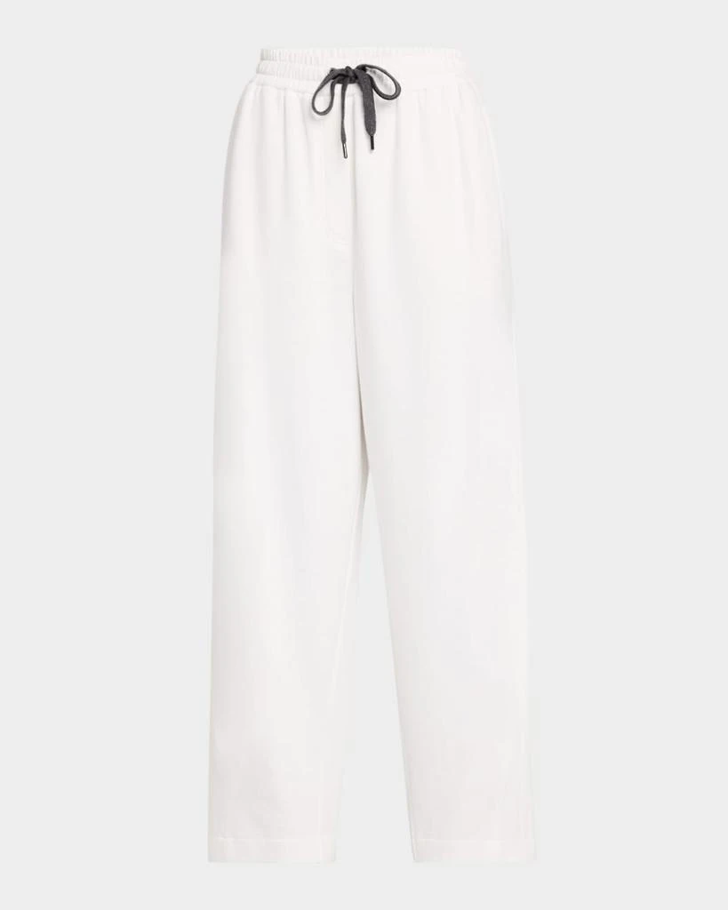 Brunello Cucinelli Piquet Fleece Wide-Leg Pull-On Tennis Pants 1