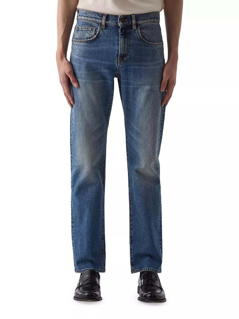 BLK DNM Washed Denim Mid-Rise Straight-Leg Jeans