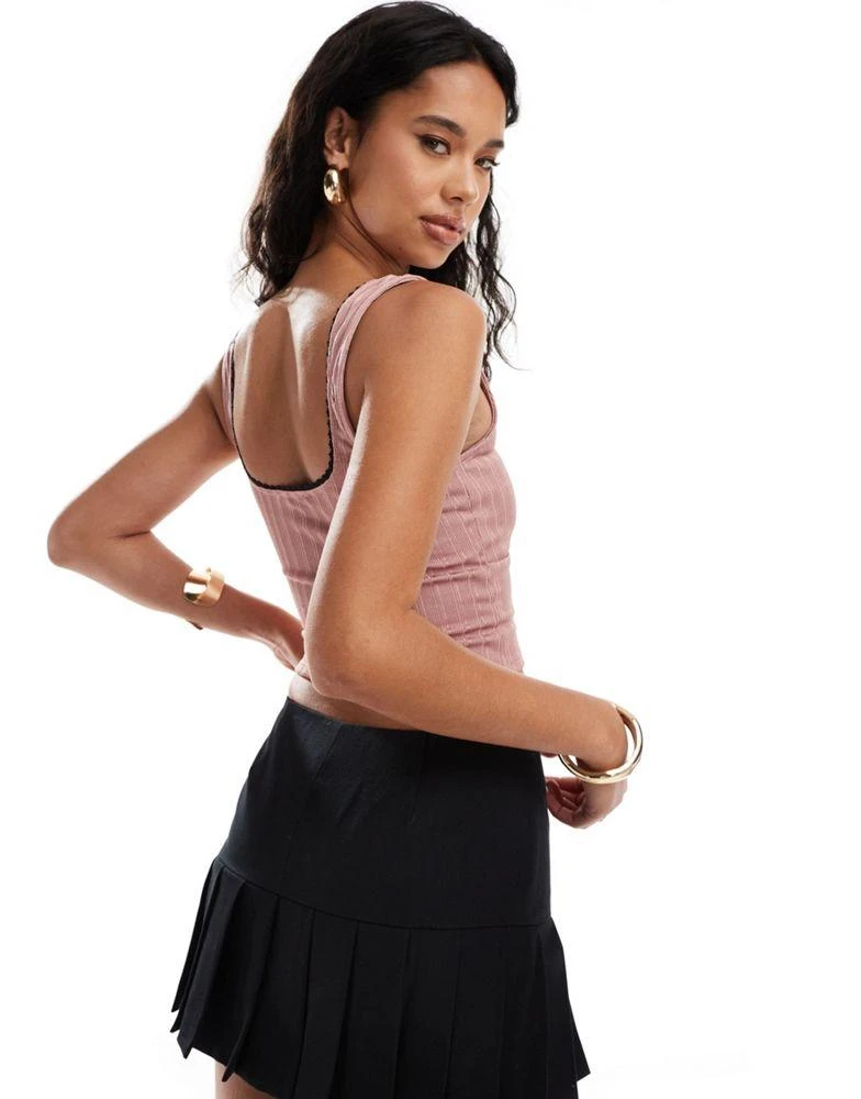 New Look New Look crinkle corset top in pink 3