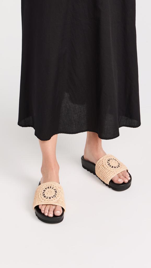 Stella McCartney Elyse Raffia Logo Slides
