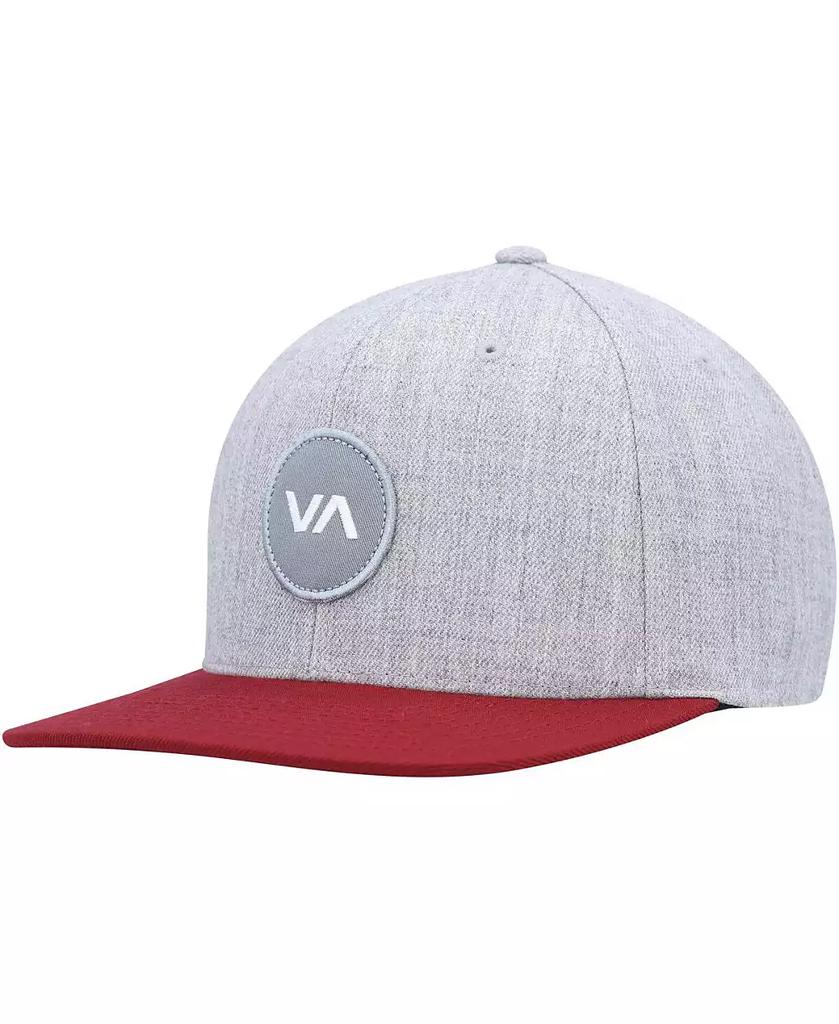 RVCA Men's Heather Gray, Red Patch Adjustable Snapback Hat