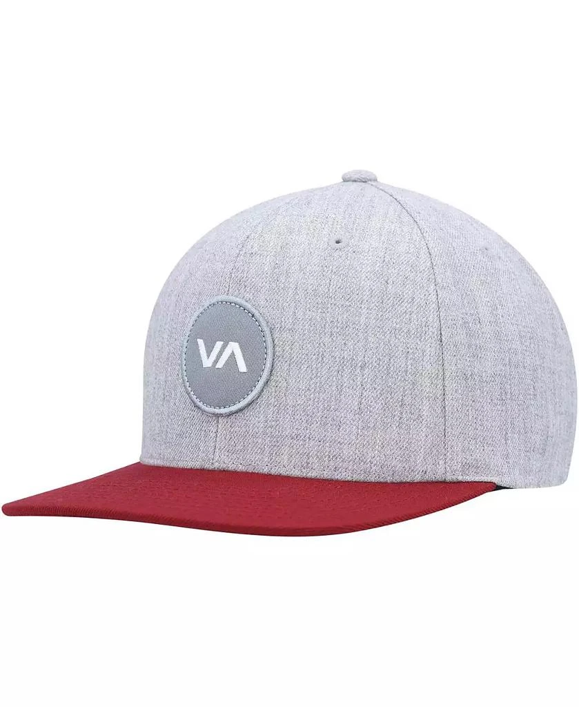 RVCA Men's Heather Gray, Red Patch Adjustable Snapback Hat 1