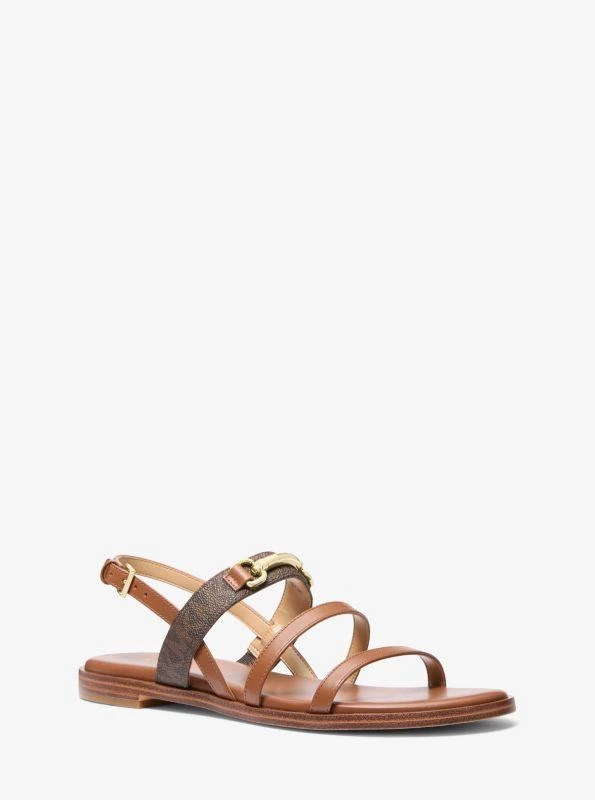 Michael Kors Carson Signature Logo and Leather Sandal 1