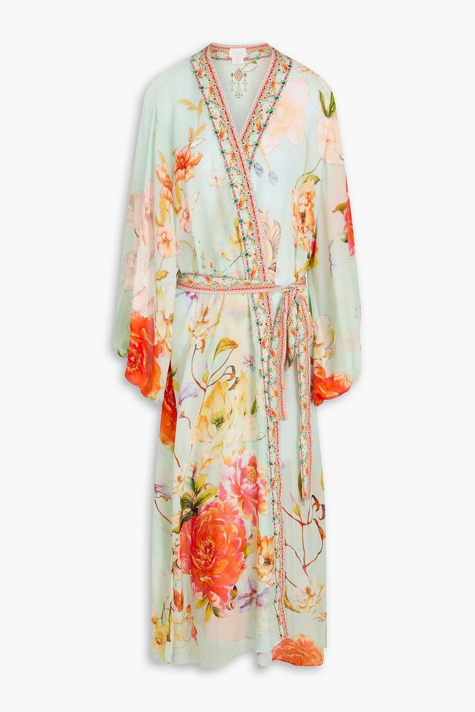 Camilla Crystal-embellished floral-print silk-chiffon kimono