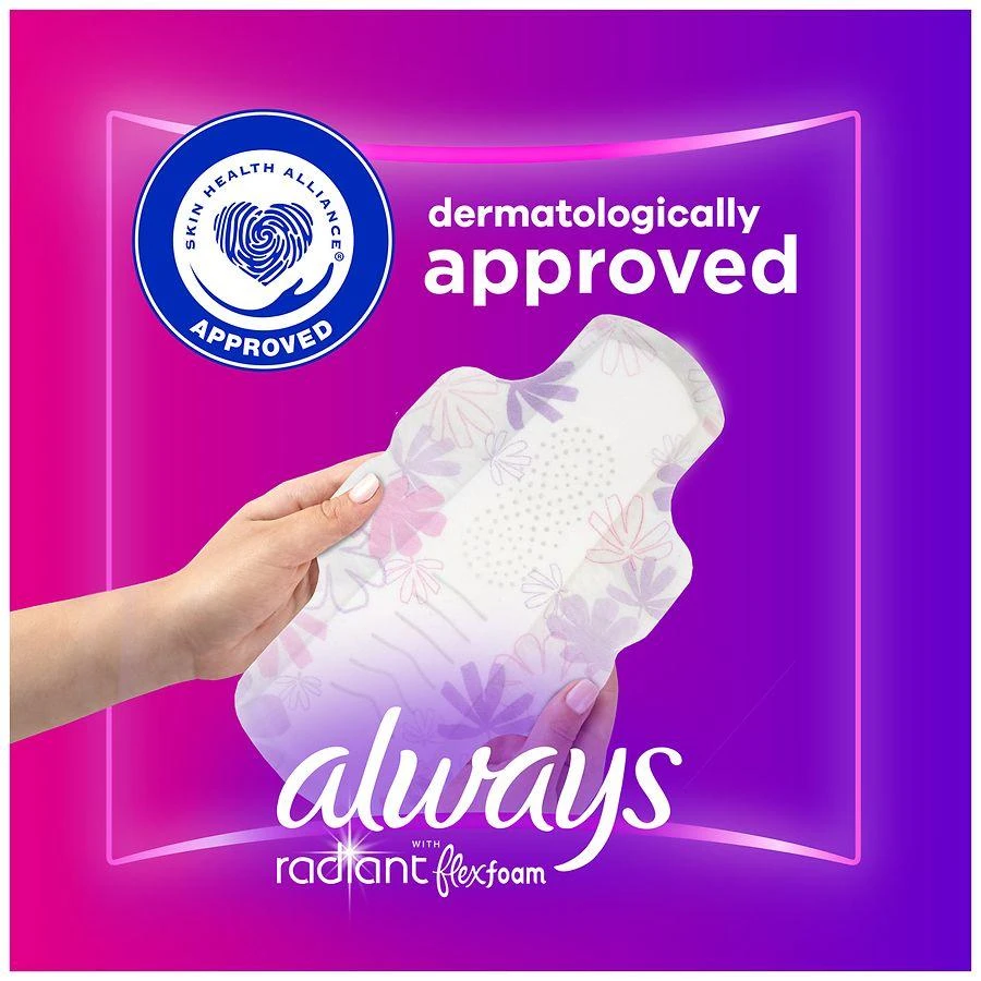 Always Radiant Feminine Pads For Women, Heavy, With Wings Light Clean, Size 2 (26 ct) 8