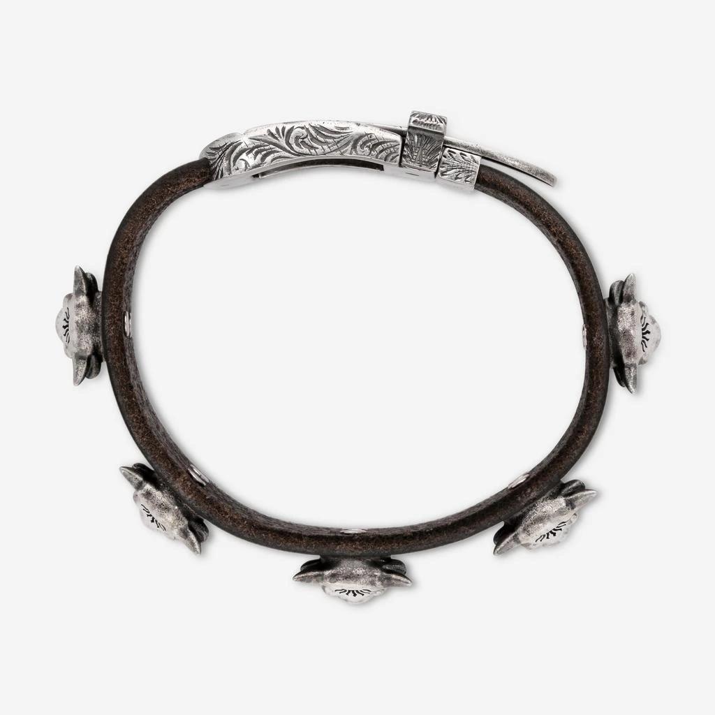Gucci Gucci Anger Forest Black Leather & Sterling Silver Bracelet YBA524892001 2