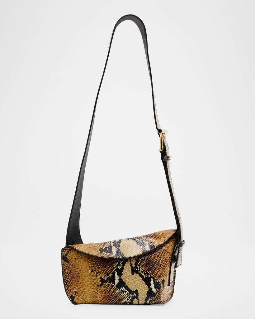 McQueen Python-Embossed T-Bar Sling Shoulder Bag