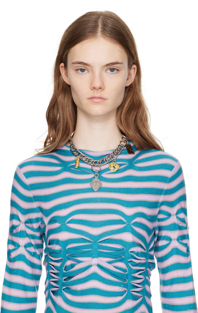 CHOPOVA LOWENA Silver Triple Curl Charm Necklace