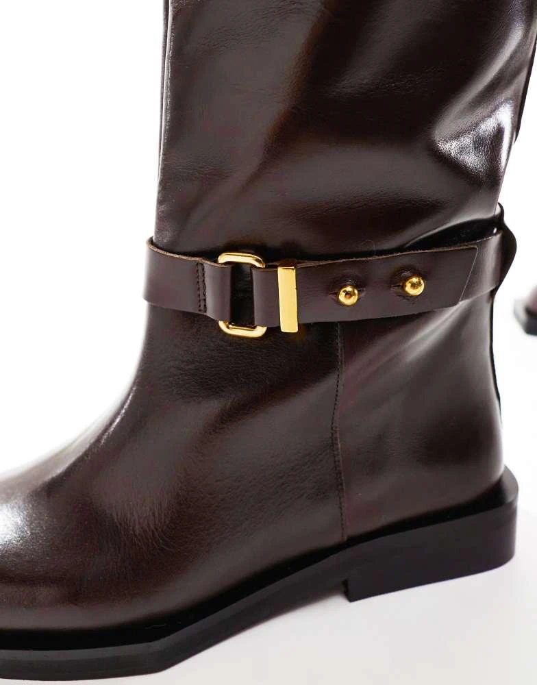 ASOS ASOS EDITION premium leather over the knee riding boots in brown 2