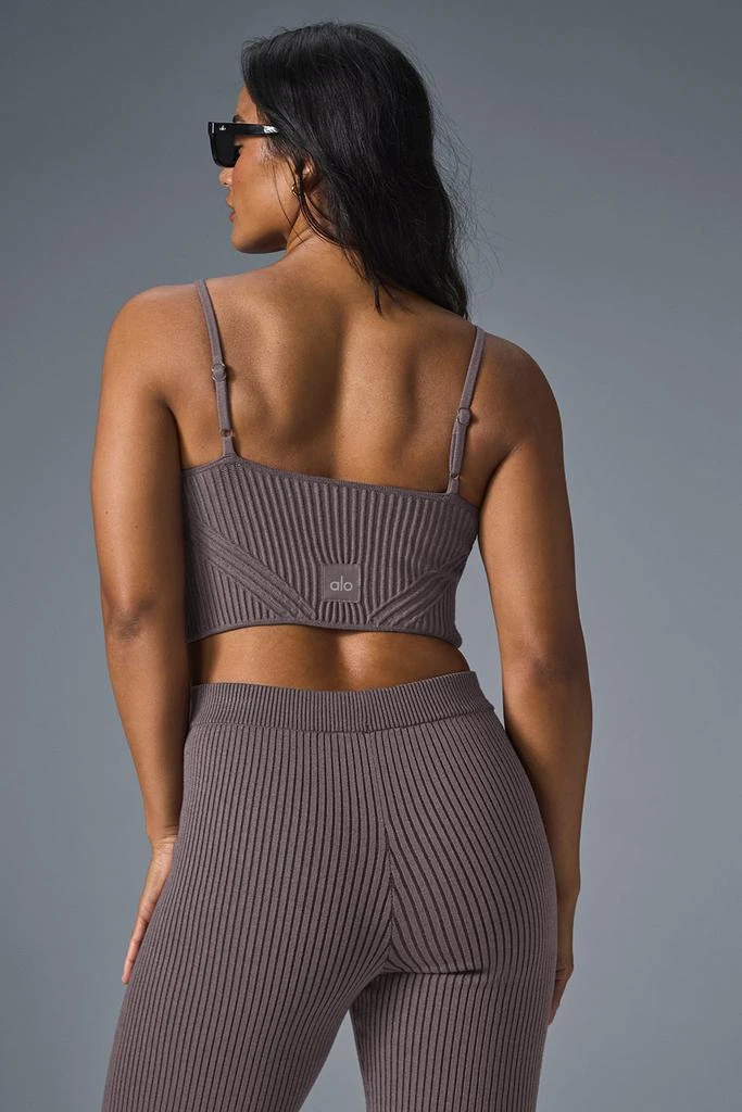 Alo Denim Knit Garter Tank - Raisinette/Black 3