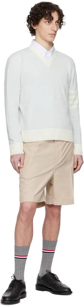 Thom Browne Blue Textured Striped Stitch 4-Bar Relaxed Sweater 4