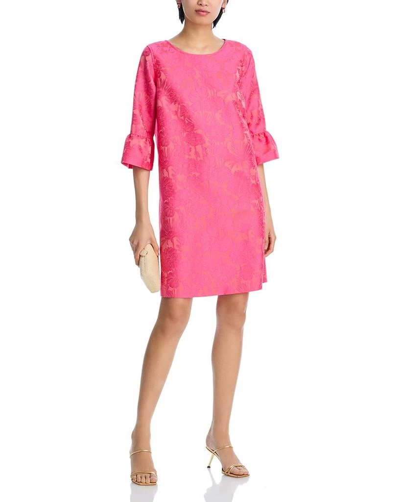 Caroline Rose Ruffle Sleeve Jacquard Dress 2