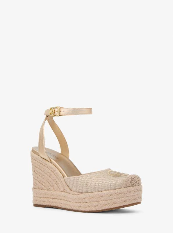 Michael Kors Larissa Metallic Canvas Espadrille Wedge 1