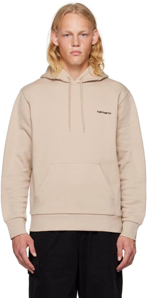 Carhartt Work In Progress Tan Script Embroidery Hoodie 1