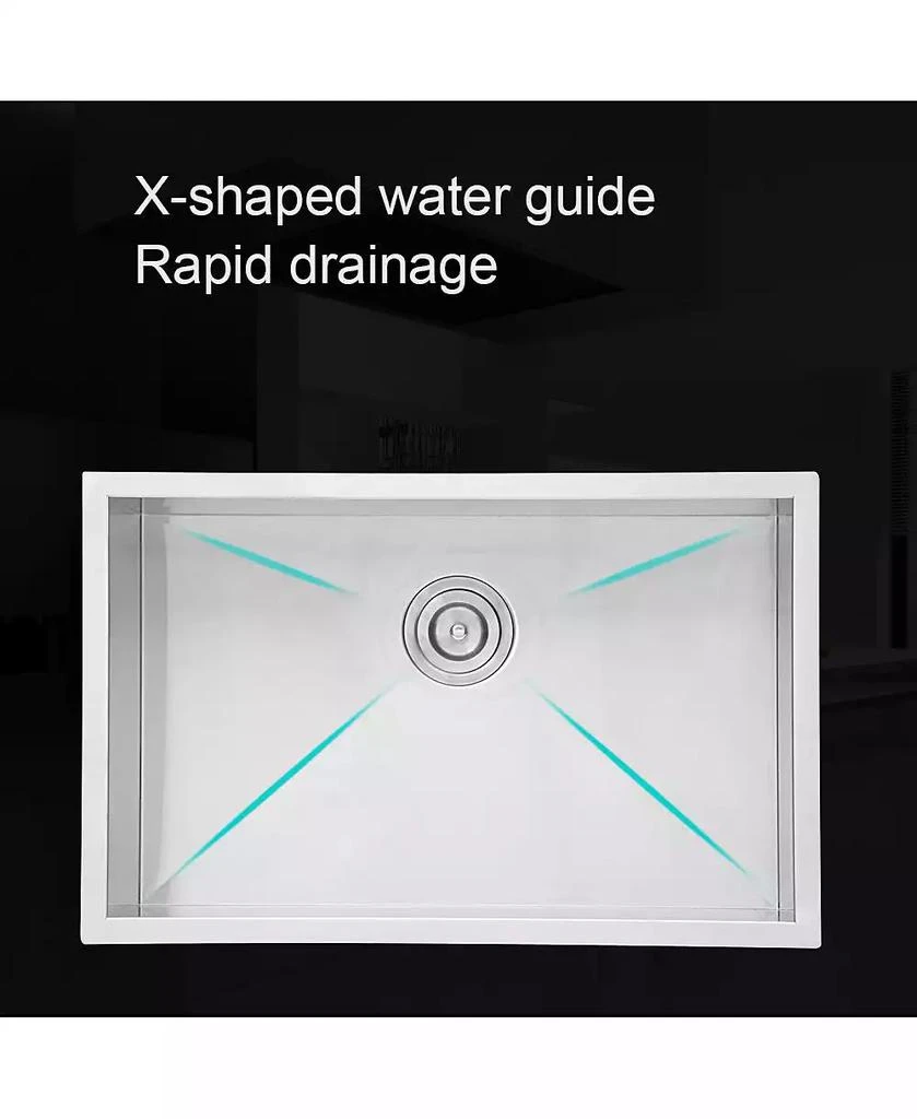 Flynama 28x18x9inch 16 Gauge 304 Stainless Steel Undermount Single Bowl Kitchen Sink with Drain Assembly No Additional Accessories 3