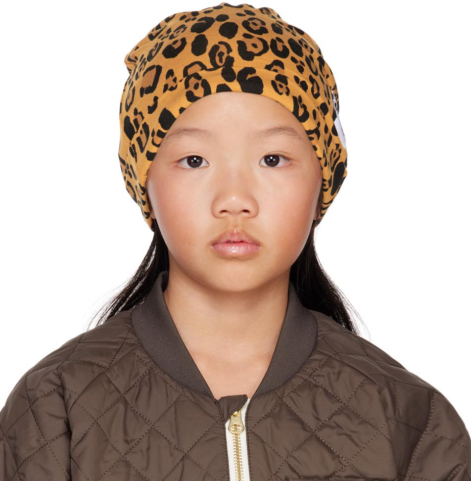 Mini Rodini Kids Beige Basic Leopard Beanie