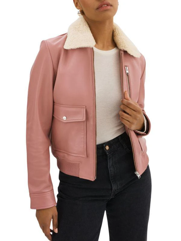 LaMarque Klemence Lambskin Leather Aviator Jacket 4