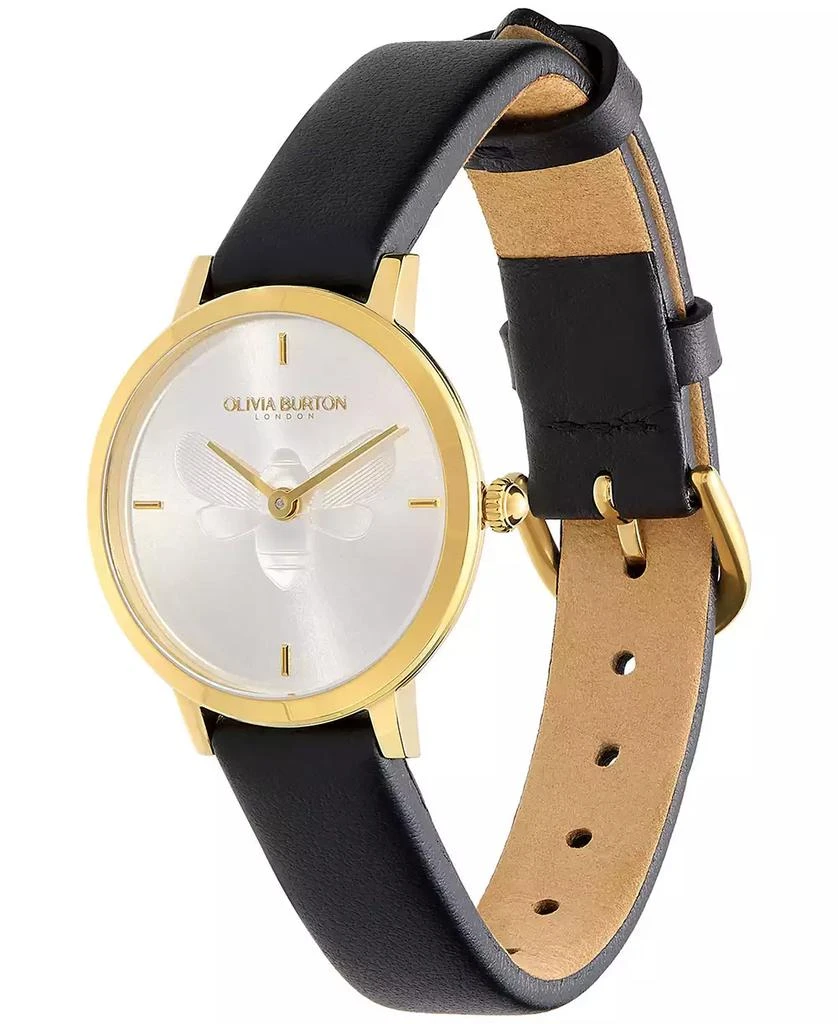 Olivia Burton Women's Ultra Slim Bee Black Leather Watch 28mm 2