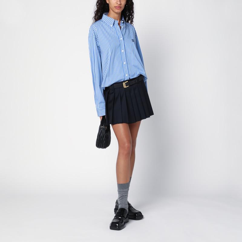 Miu Miu Blue striped shirt with logo