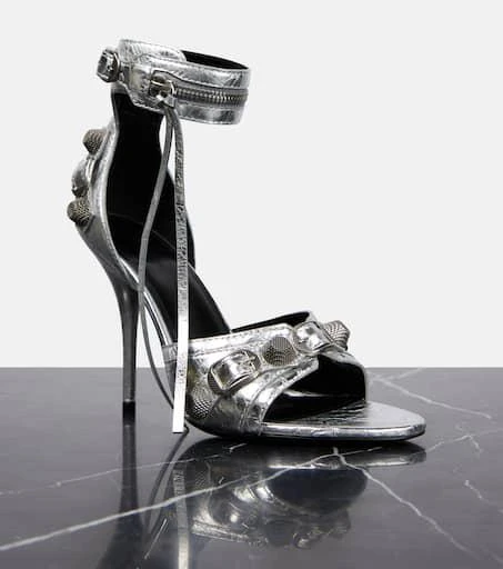 Balenciaga Cagole embellished leather sandals 6