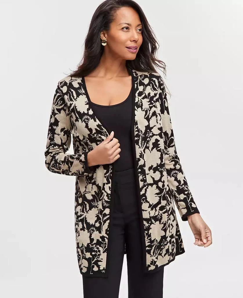 JM Collection Women's Printed Open-Front Cardigan 1
