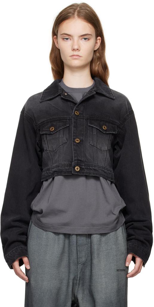 We11done Black Cropped Denim Jacket