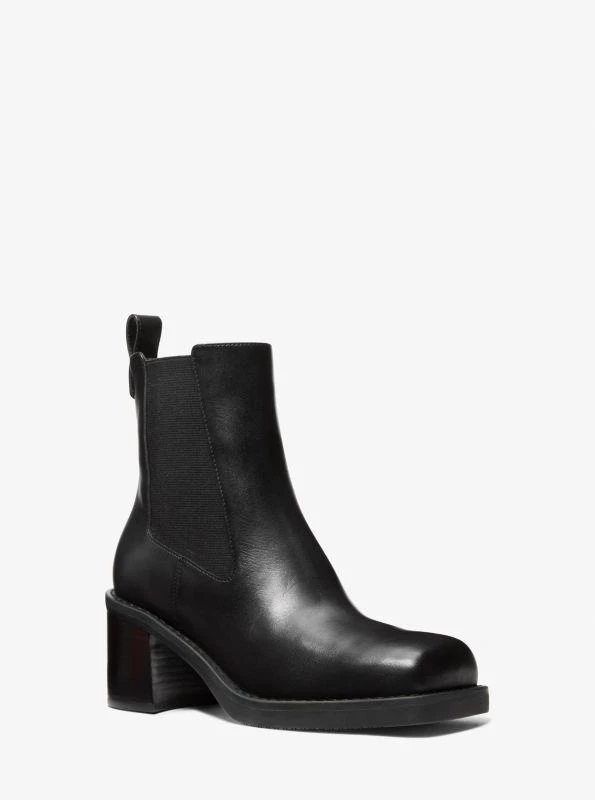 Michael Kors Houston Leather Block Heel Ankle Boot