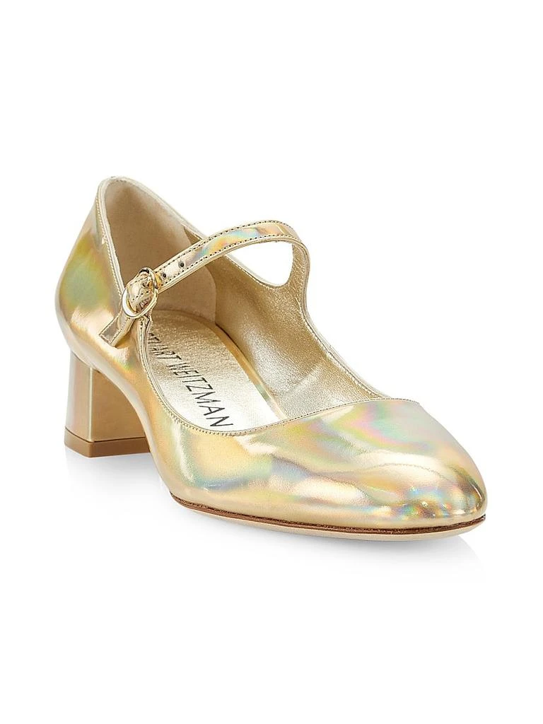Stuart Weitzman Vivienne 35MM Metallic Leather Mary Jane Pumps 2