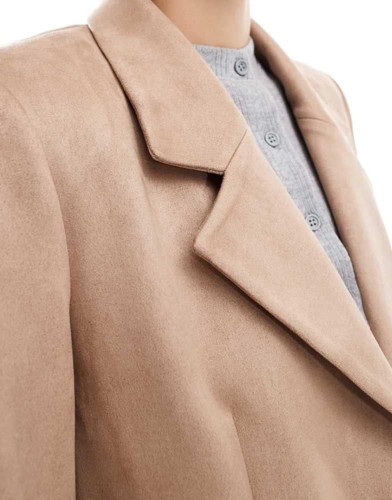 ASOS ASOS DESIGN suedette oversized blazer in tan 2