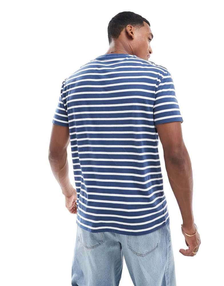Ralph Lauren Polo Ralph Lauren icon logo stripe t-shirt in mid blue/white 4