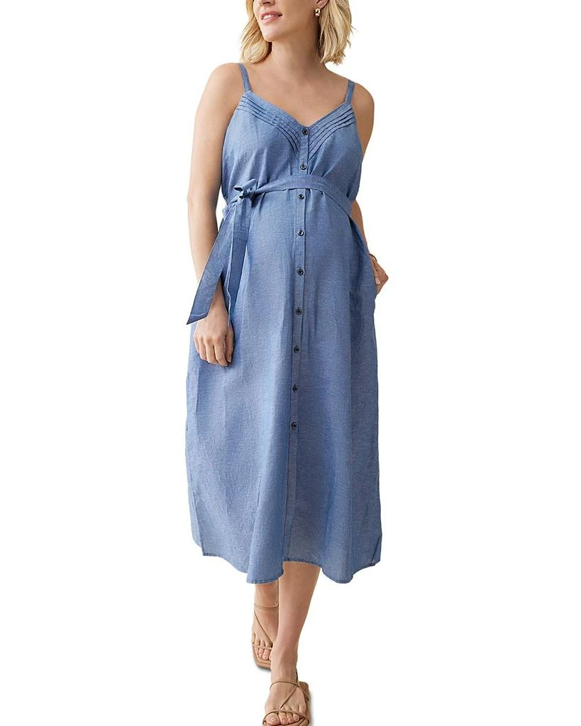 Ingrid & Isabel Maternity Chambray Button Front Dress 1