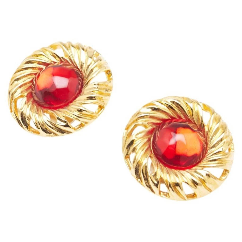 Yves Saint Laurent gold Color gold Plating Clip Earrings (Pre-Owned)